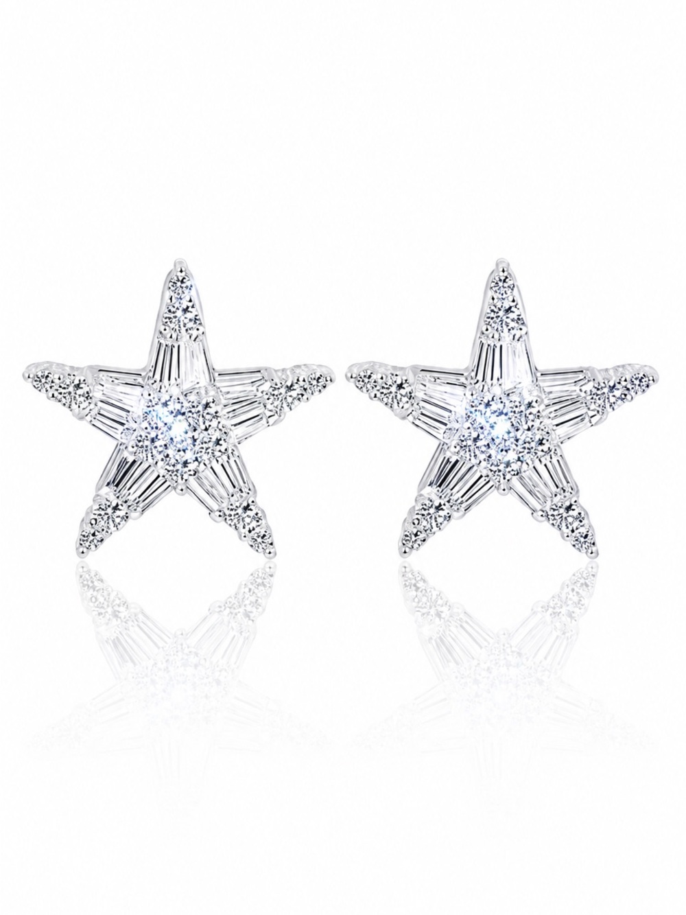 Dainty Silver Crystal Star Earrings